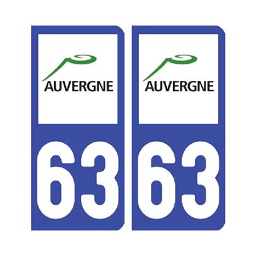 Sticker plaque Puy-de-Dôme 63 - Pack de 2 - auvergne-rhône-alpes & autocollant voiture - stickmycar.fr