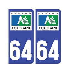 Sticker plaque Pyrénées-Atlantiques 64 - Pack de 2