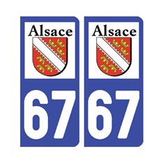 Sticker plaque Bas-Rhin 67 - Pack de 2