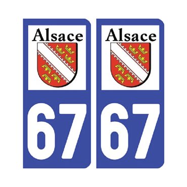 Sticker plaque Bas-Rhin 67 - Pack de 2 - alsace-champagne-ardenne-lorraine & autocollant voiture - stickmycar.fr