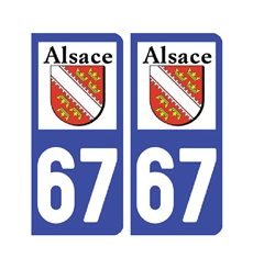 Sticker plaque Bas-Rhin 67 - Pack de 2