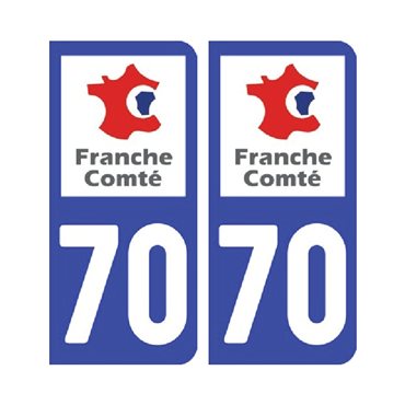 Sticker plaque Haute-Saône 70 - Pack de 2 - bourgogne-franche-comté & stickers auto - stickmycar.fr