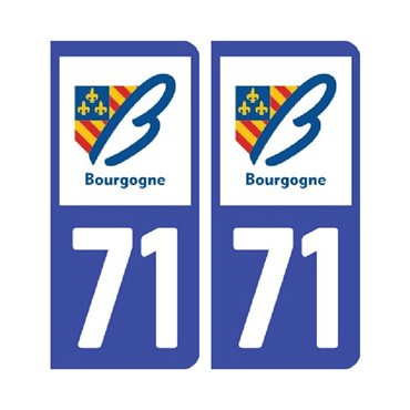 Sticker plaque Saône-et-Loire 71 - Pack de 2 - bourgogne-franche-comté & autocollant voiture - stickmycar.fr