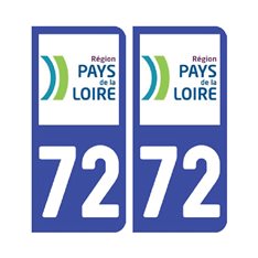 Sticker plaque Sarthe 72 - Pack de 2