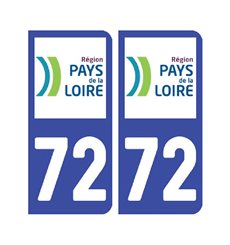 Sticker plaque Sarthe 72 - Pack de 2