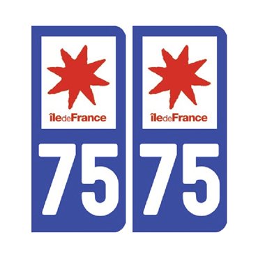 Sticker plaque Paris 75 - Pack de 2 - Île-de-france & autocollant voiture - stickmycar.fr