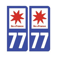 Sticker plaque Seine-et-Marne 77 - Pack de 2