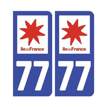 Sticker plaque Seine-et-Marne 77 - Pack de 2 - Île-de-france & autocollant voiture - stickmycar.fr
