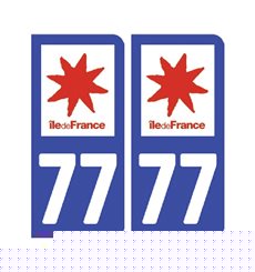 Sticker plaque Seine-et-Marne 77 - Pack de 2
