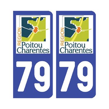 Sticker plaque Deux-Sèvres 79 - Pack de 2 - aquitaine-limousin-poitou-charentes & autocollant voiture - stickmycar.fr