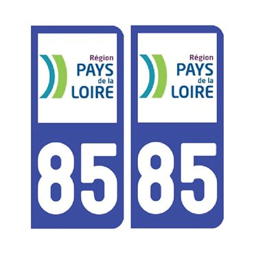 Sticker plaque Vendée 85 - Pack de 2 - pays de la loire & autocollant voiture - stickmycar.fr