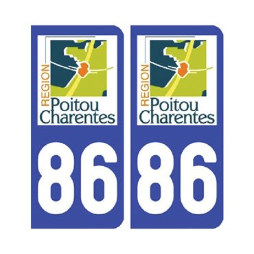 Sticker plaque Vienne 86 - Pack de 2 - aquitaine-limousin-poitou-charentes & stickers auto - stickmycar.fr