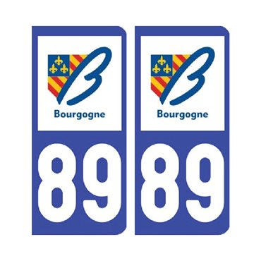 Sticker plaque Yonne 89 - Pack de 2 - bourgogne-franche-comté & autocollant voiture - stickmycar.fr