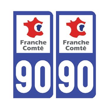 Sticker plaque Territoire-de-Belfort 90 - Pack de 2 - bourgogne-franche-comté & stickers auto - stickmycar.fr