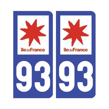 Sticker plaque Seine-Saint-Denis 93 - Pack de 2 - Île-de-france & autocollant voiture - stickmycar.fr