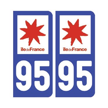 Sticker plaque Val-d'Oise 95 - Pack de 2 - Île-de-france & autocollant voiture - stickmycar.fr