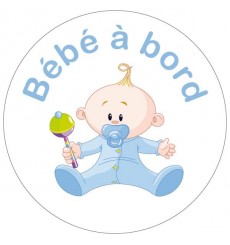 Sticker Bébé à bord garçon hochet