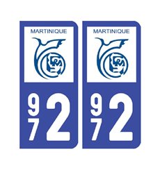 Sticker plaque Martinique - 972 Pack de 2