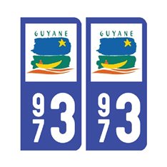 Sticker plaque Guyane 973 - Pack de 2