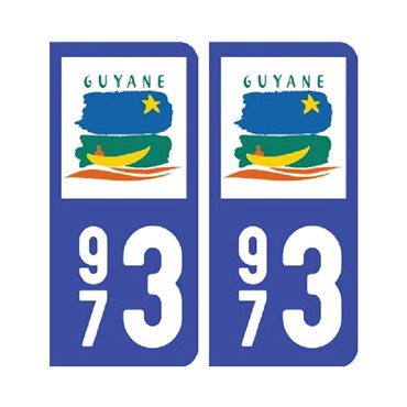 Sticker plaque Guyane 973 - Pack de 2 - drom & stickers auto - stickmycar.fr