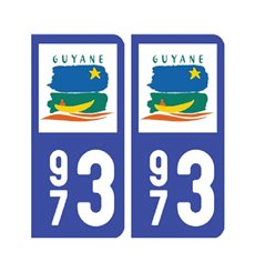 Sticker plaque Guyane 973 - Pack de 2