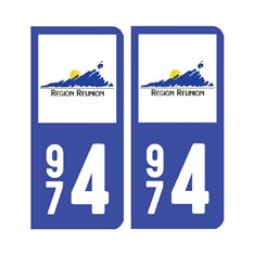 Sticker plaque Réunion 974 - Pack du 2