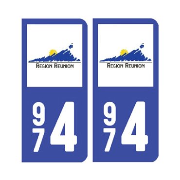 Sticker plaque Réunion 974 - Pack du 2 - drom & autocollant voiture - stickmycar.fr