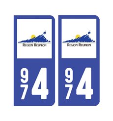 Sticker plaque Réunion 974 - Pack du 2