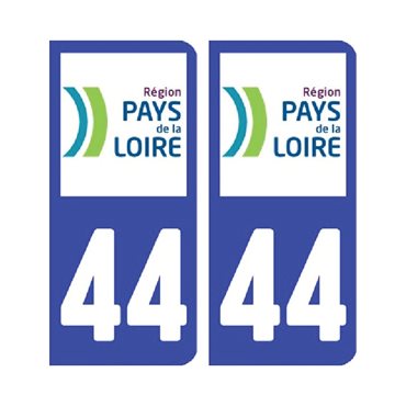 Sticker plaque Loire-Atlantique 44 - Pack de 2 - pays de la loire & stickers auto - stickmycar.fr