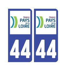 Sticker plaque Loire-Atlantique 44 - Pack de 2
